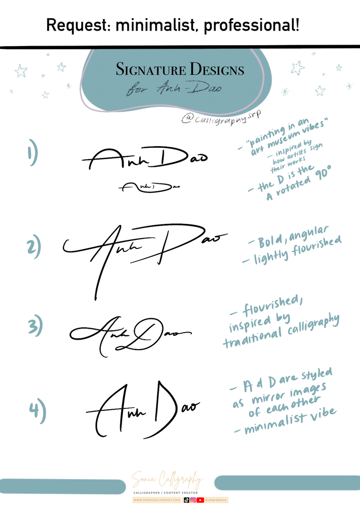 Signature File Design Signature Design Set: 3+ Signatures for your name! – Sonia Calligraphy