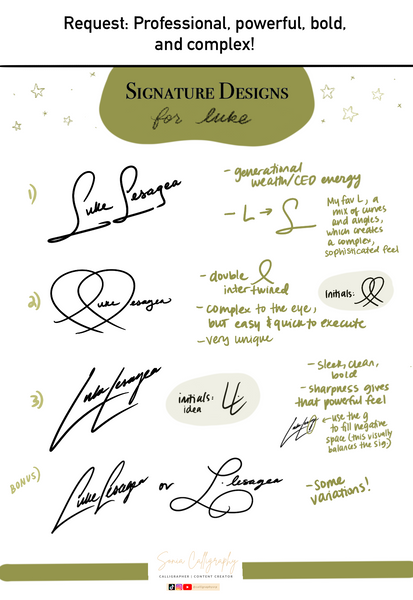 Signature Design Set: 3+ Signatures for your name!