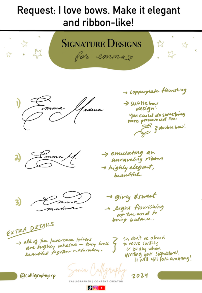 Three Signators Signature Design Set: 3+ Signatures for your name! – Sonia Calligraphy