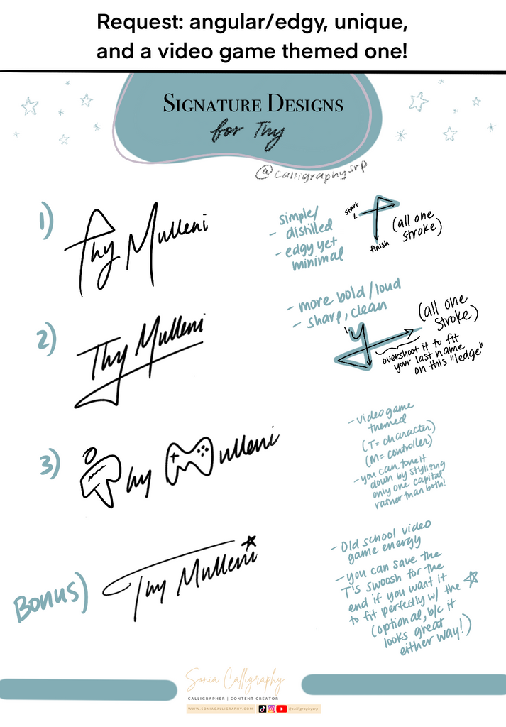 Signature File Design Signature Design Set: 3+ Signatures for your name! – Sonia Calligraphy