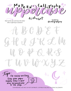 Uppercase Modern Calligraphy Practice Worksheet Sonia Calligraphy