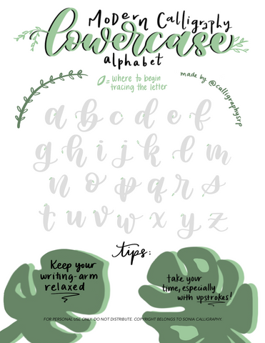 Lowercase Modern Calligraphy Practice Worksheet